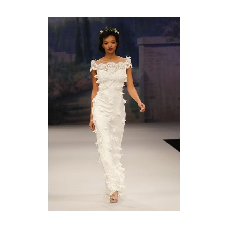 Hochzeit - Claire Pettibone - Fall 2012 - Pastille Lace Sheath Wedding Dress with Square Neckline and Three-Dimensional Accents - Stunning Cheap Wedding Dresses