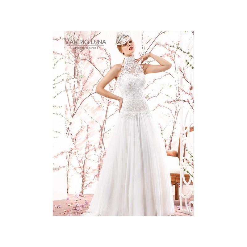 Wedding - Vestido de novia de Valerio Luna Modelo VL5739-2-(36) - 2015 Evasé Halter Vestido - Tienda nupcial con estilo del cordón