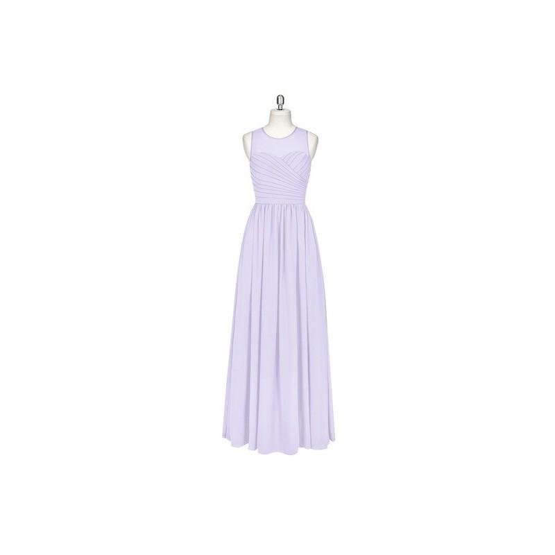 Mariage - Lilac Azazie Nina - Chiffon Floor Length Scoop Illusion Dress - Charming Bridesmaids Store