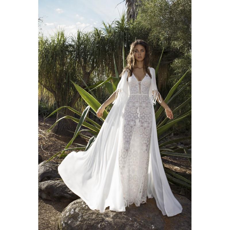 زفاف - Asaf Dadush 2018 Sweep Train Sexy Ivory Spaghetti Straps Fit & Flare Sleeveless Outdoor Lace Open Back Beading Wedding Gown - Bridesmaid Dress Online Shop