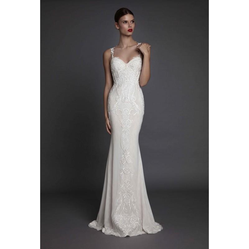 Mariage - Muse by Berta Fall/Winter 2017 AMANCIA Chapel Train Sweet Ivory Fit & Flare Sleeveless Straps Lace Embroidery Dress For Bride - Crazy Sale Bridal Dresses
