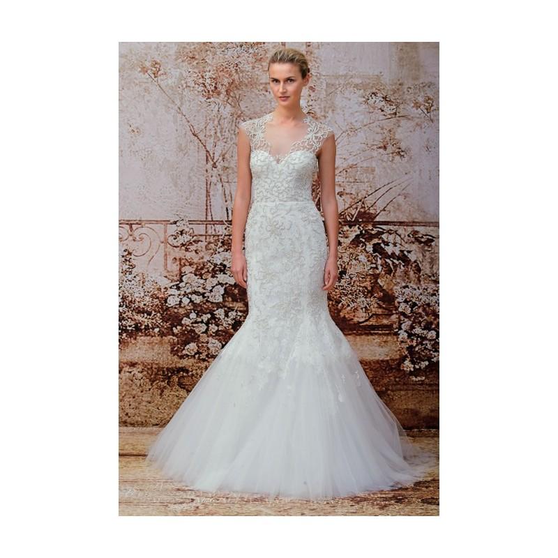 Hochzeit - Monique Lhuillier - Fall 2014 - Adele Embroidered Tulle and Chantilly Lace Mermaid Wedding Dress - Stunning Cheap Wedding Dresses