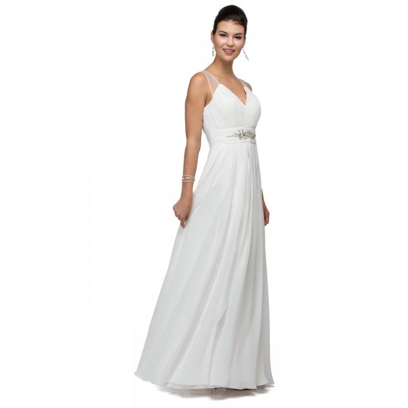 Wedding - Dancing Queen - Sophisticated Ruched V-Neck Chiffon A-line Dress 9539 - Designer Party Dress & Formal Gown