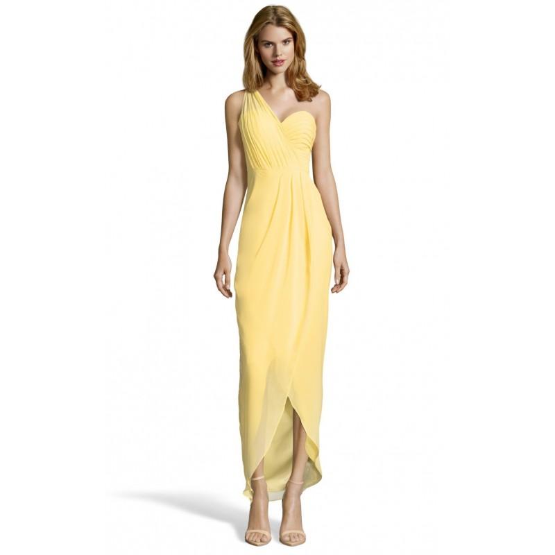 Wedding - Bariano B29D06 Sleeveless Fit & Flare One-Shoulder Ankle-Length Simple Yellow Chiffon Ruffle Zipper Up Cocktail Dress - Truer Bride - Find your dreamy wedding dress