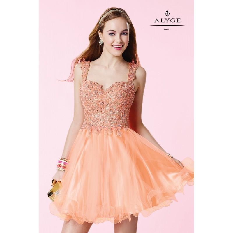 Свадьба - Alyce Paris 3648 Dress Two-Strap Floral Bodice Faux Laced-Up Back - Short Short and Cocktail Alyce Paris A Line Sweetheart Dress - 2018 New Wedding Dresses