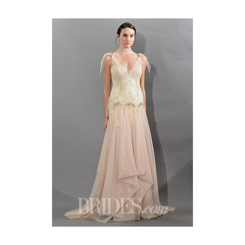 Wedding - Victoria Kyriakides - Fall 2015 - Whimsical Sleeveless V-Neck A-Line Lace and Tulle Wedding Dress - Stunning Cheap Wedding Dresses