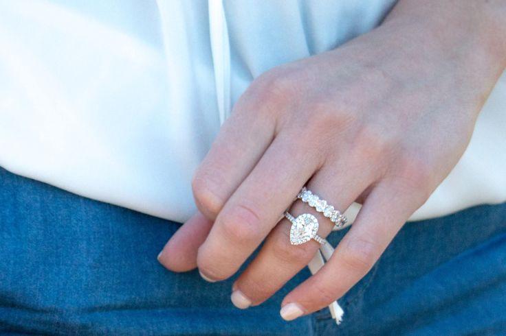 Hochzeit - 14k White Gold Princess-cut Three-Stone Diamond Bridal Set Wedding Ring (1 Cttw, I-J, I1-I2