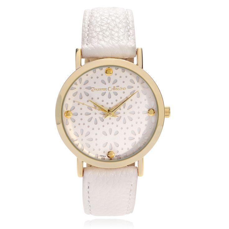 Wedding - Journee Collection Women's Print Dial Faux Leather Strap Watch (Cream), Size One Size Fits All