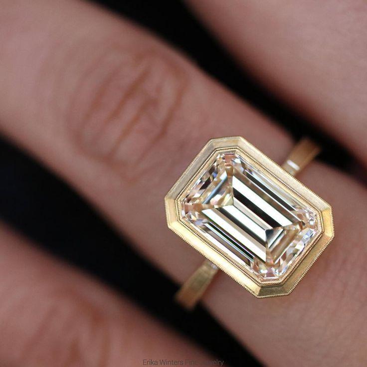 Wedding - Diamond Rings : An Incredible Custom Emerald Cut Diamond Engagement Ring By Erika Winters!! I Lo...