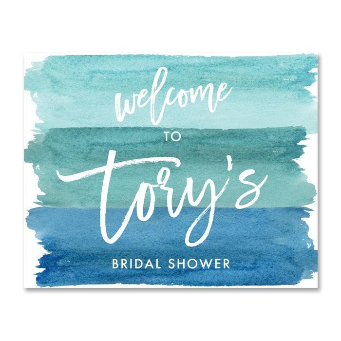 Wedding - "Tory" Turquoise Watercolor Bridal Shower Welcome Sign