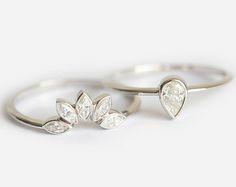 Свадьба - Diamond Ring, Diamond Ring Set, Wedding Ring, Engagement Ring, Moissanite Ring, Bridal Set, Simple Ring, Wedding Band, Solitaire Ring, 18k