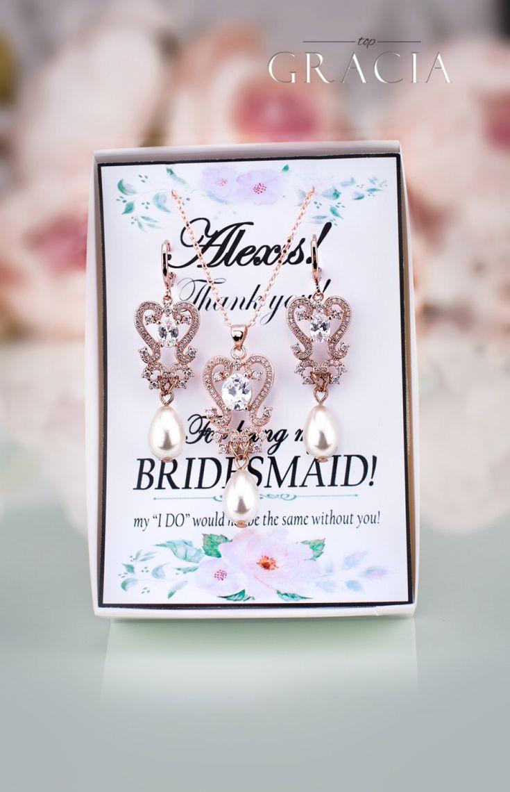 Свадьба - PARASKEVE Rose Gold Wedding Pearl Jewelry Teardrop Earrings Necklace