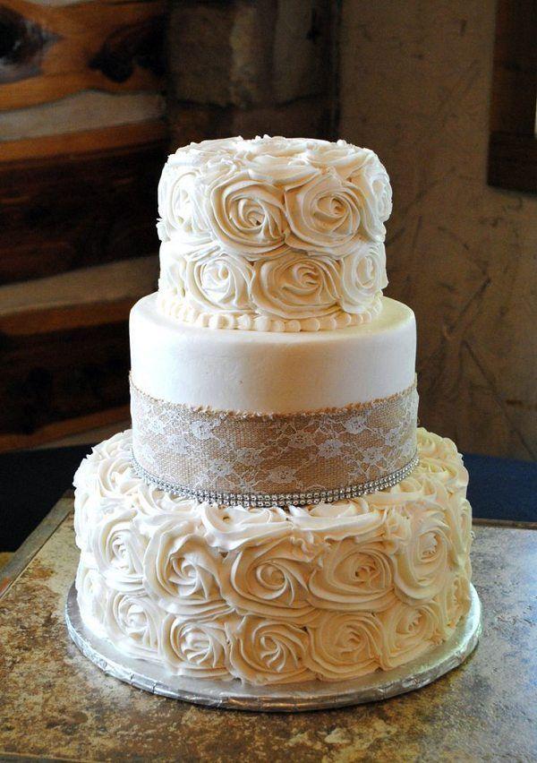 Mariage - 30 Burlap Wedding Cakes For Rustic Country Weddings