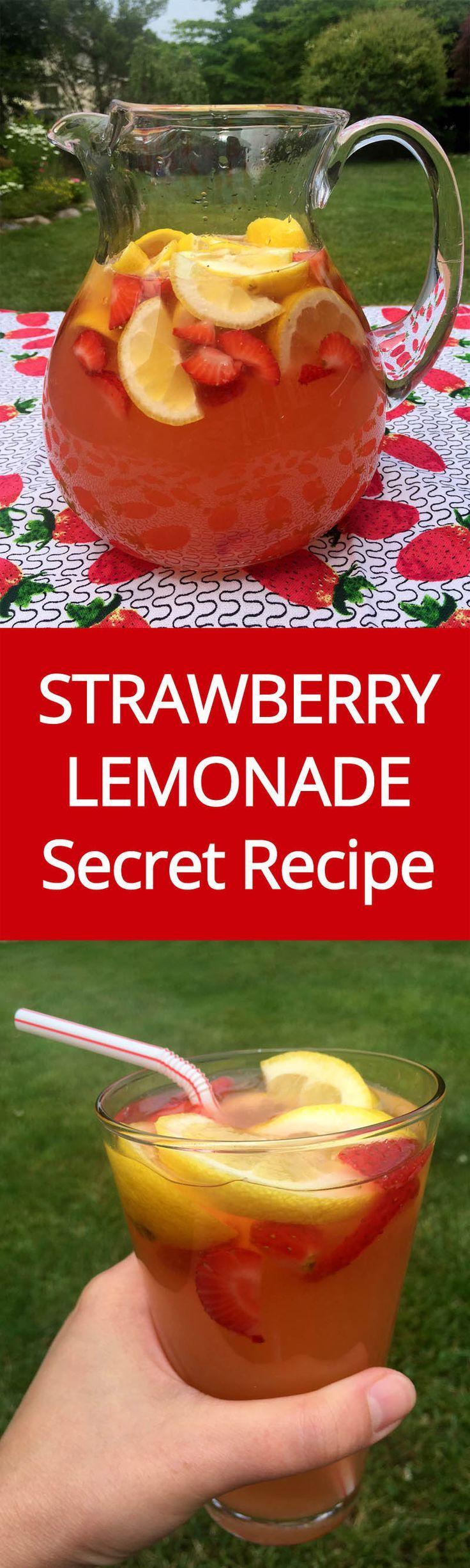 Wedding - Homemade Strawberry Lemonade Recipe With Freshly Squeezed Lemons & Strawberry Slices