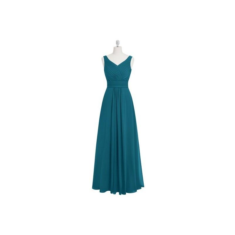 زفاف - Ink_blue Azazie Pierrette - Floor Length V Back V Neck Chiffon Dress - Charming Bridesmaids Store