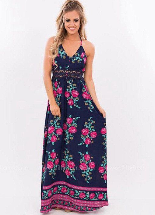 Mariage - Floral Style Crochet Detail Summer Dress