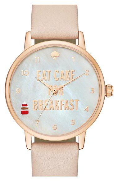 زفاف - Kate Spade New York 'metro - Eat Cake' Leather Strap Watch, 34mm Available At #Nordstrom 