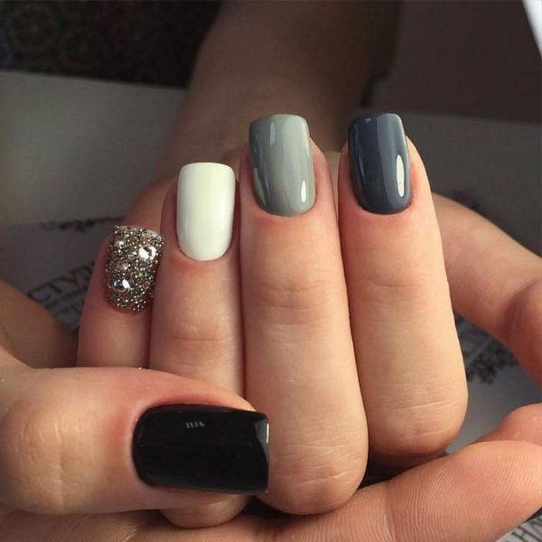 Hochzeit - Beautiful Nails 2017, Evening Nails, Glossy Nails, Gray Nails, Luxury Nails, Medium Nails, Party Nails, Square Nails 