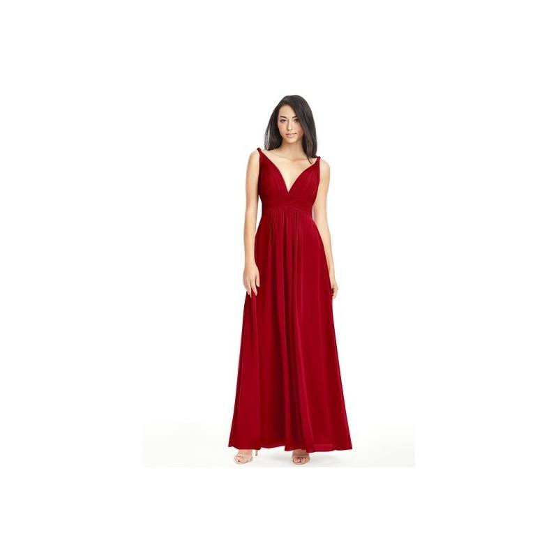زفاف - Burgundy Azazie Maren - Floor Length V Neck Chiffon V Back Dress - Charming Bridesmaids Store