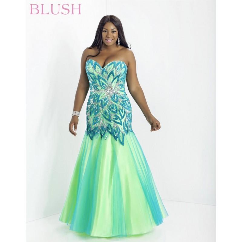 Hochzeit - Blush W 9722W Plus Size Mermaid Dress - Brand Prom Dresses