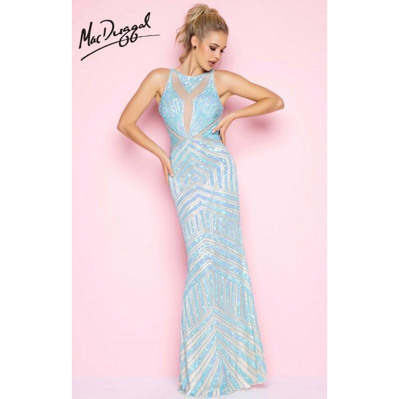 Mariage - Aqua/Nude Flash 4313L - Sleeveless Long Sequin Dress - Customize Your Prom Dress