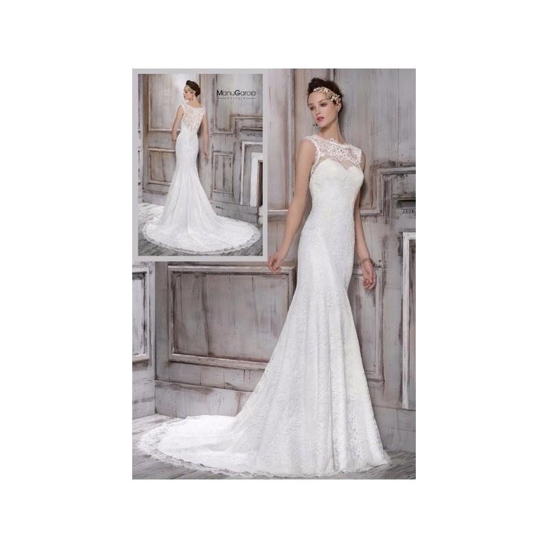 Wedding - Vestido de novia de Manu García Modelo MG0707 - 2016 Sirena Barco Vestido - Tienda nupcial con estilo del cordón