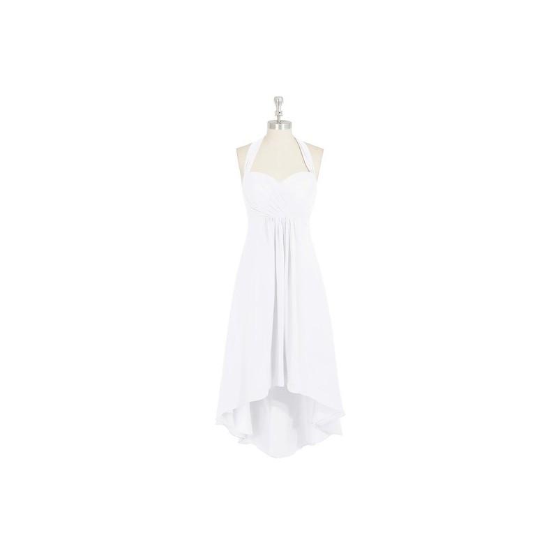 Wedding - White Azazie Annabel - Halter Chiffon Asymmetrical Back Zip Dress - Charming Bridesmaids Store
