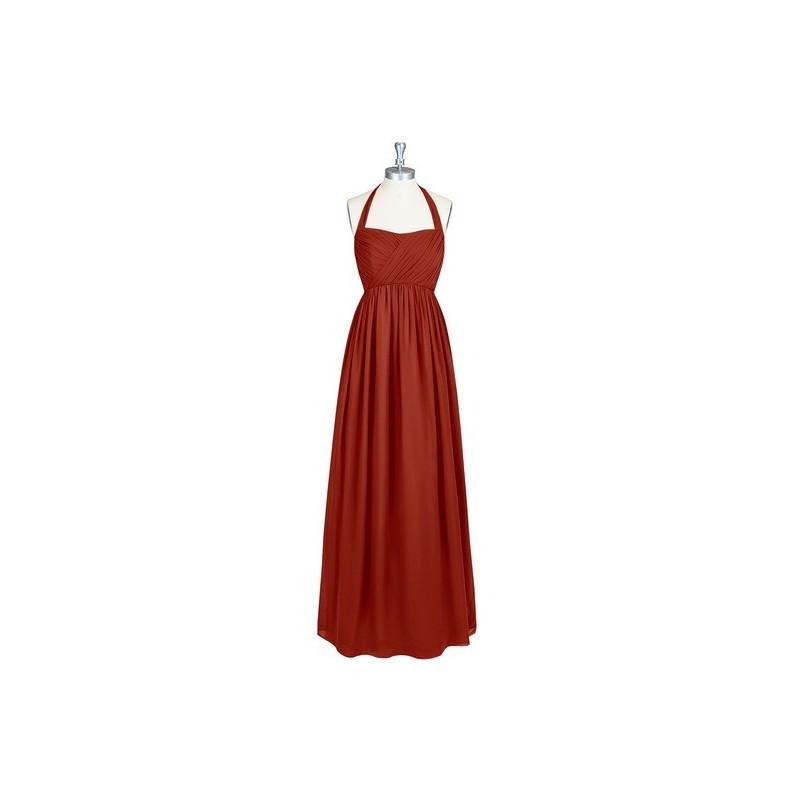 زفاف - Rust Azazie Francesca - Chiffon Bow/Tie Back Halter Floor Length Dress - Simple Bridesmaid Dresses & Easy Wedding Dresses