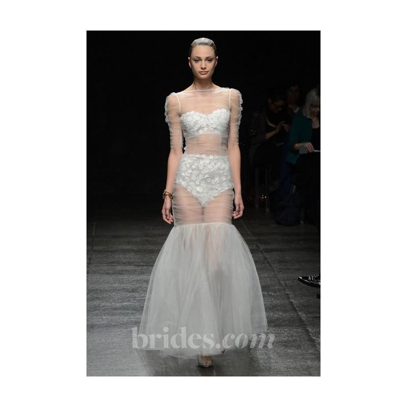 Mariage - Hayley Paige - Spring 2013 - Sheer Tulle Mermaid Wedding Dress with Embroidered Details - Stunning Cheap Wedding Dresses