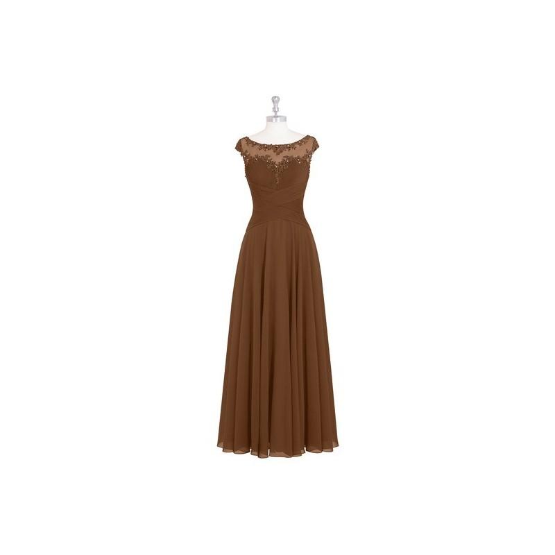 Hochzeit - Brown Azazie Mina MBD - Floor Length Illusion Illusion Chiffon, Tulle And Lace Dress - Simple Bridesmaid Dresses & Easy Wedding Dresses