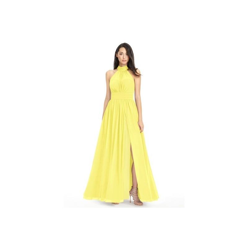 Mariage - Lemon Azazie Iman - Chiffon Floor Length Halter Illusion Dress - Charming Bridesmaids Store