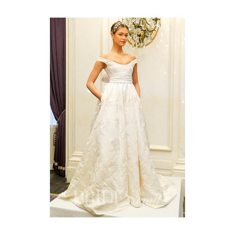 Wedding - Marchesa - Spring 2017 - Off-the-Shoulder Silk Faille Ball Gown with Floral Details - Stunning Cheap Wedding Dresses