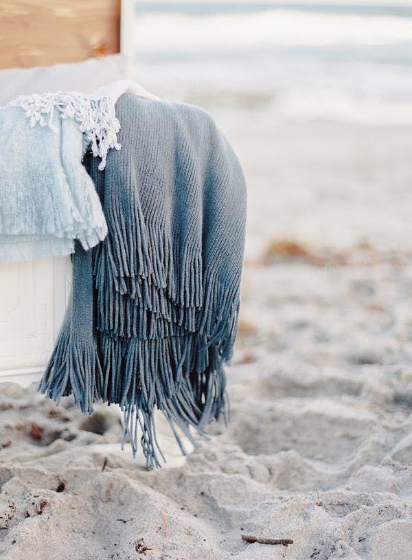 Mariage - Dusty Blue Winter Beach Wedding Color Ideas