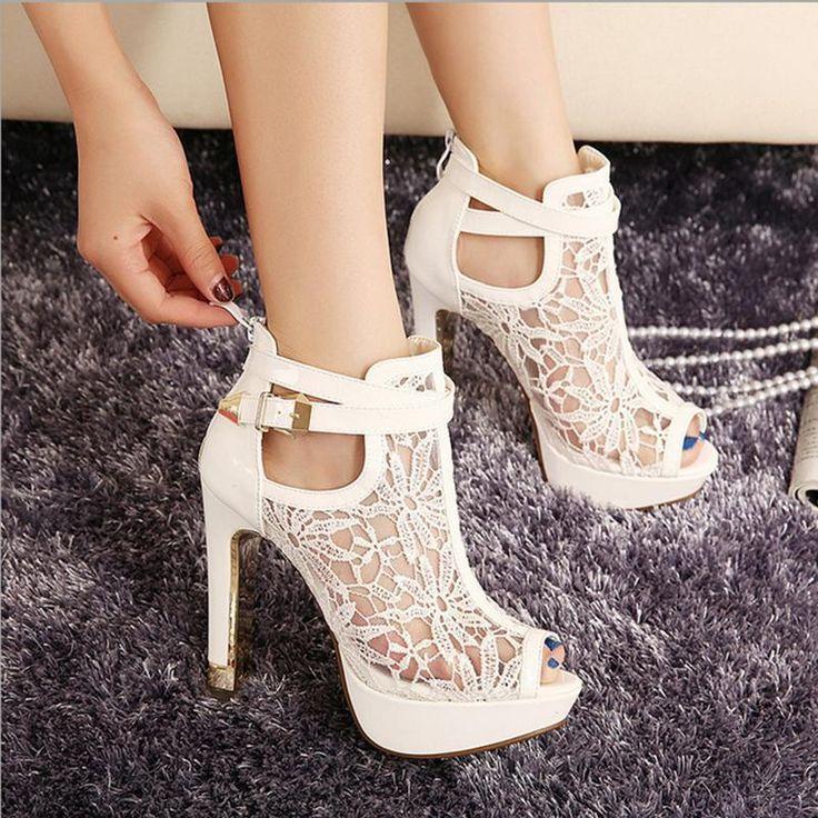 زفاف - High Heels Stilettos Peep Toe Women's Sandals Ladies Party Shoes Plus Size