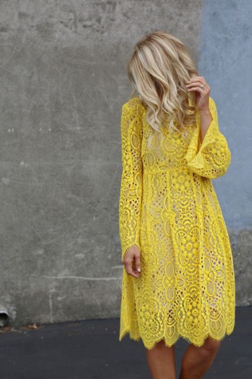 Hochzeit - My Sweet Yellow Lace Dress - Miladies.net 