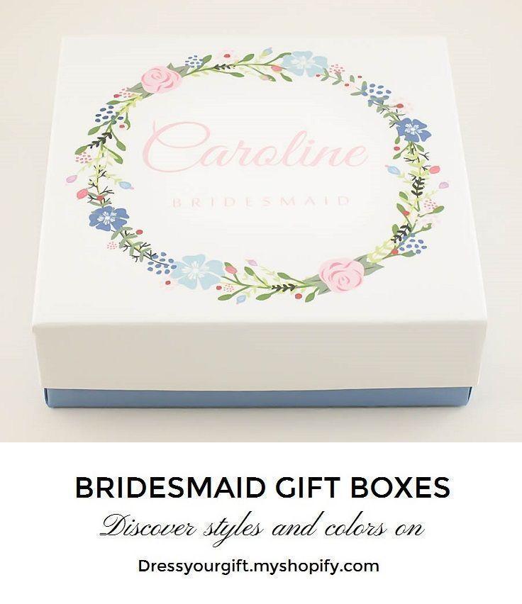 Wedding - Handcrafted Bridesmaid Box In Light Blue Floral Themed #bridalshowergift #bridalshowerpresent #maidofhonorproposal #demoiselledhonneur #damadehonor 