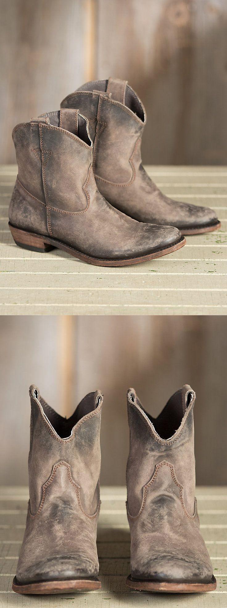 زفاف - Women's Liberty Black American Distressed Leather Ankle Cowboy Boots