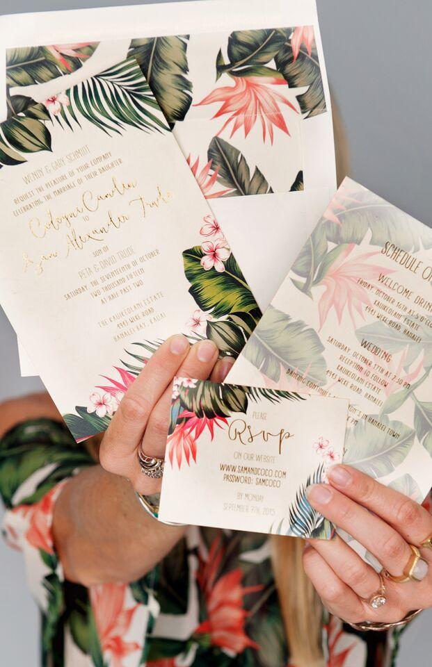 Wedding - Tropical Wedding Invitations By @paperchasepress 