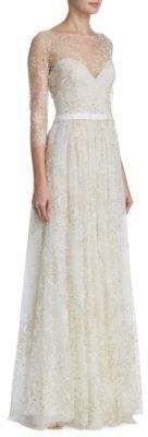 Hochzeit - Marchesa Notte Glitter Tulle Floor-Length Gown #saks #ad 