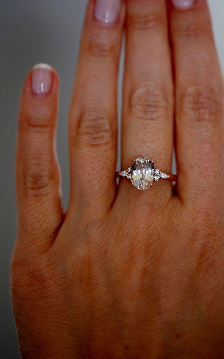 زفاف - Oval Engagement Ring By Eidelprecious. Rose Gold Engagement Ring With Peach Sapphire. This Is Out New Campari Design! This Ring Features An Amazing… 