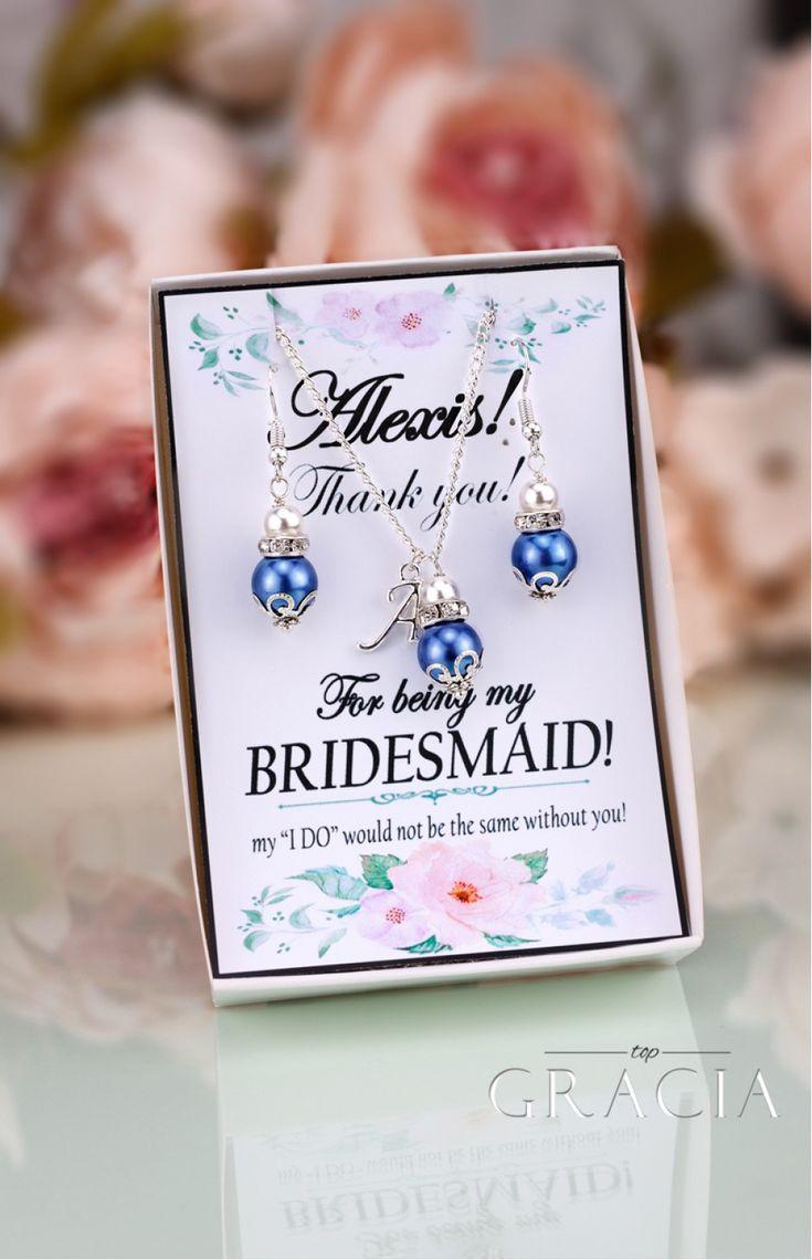 زفاف - MELETE Royal Blue Pearl Wedding Jewelry Set Bridal Bridesmaid Necklace Earrings