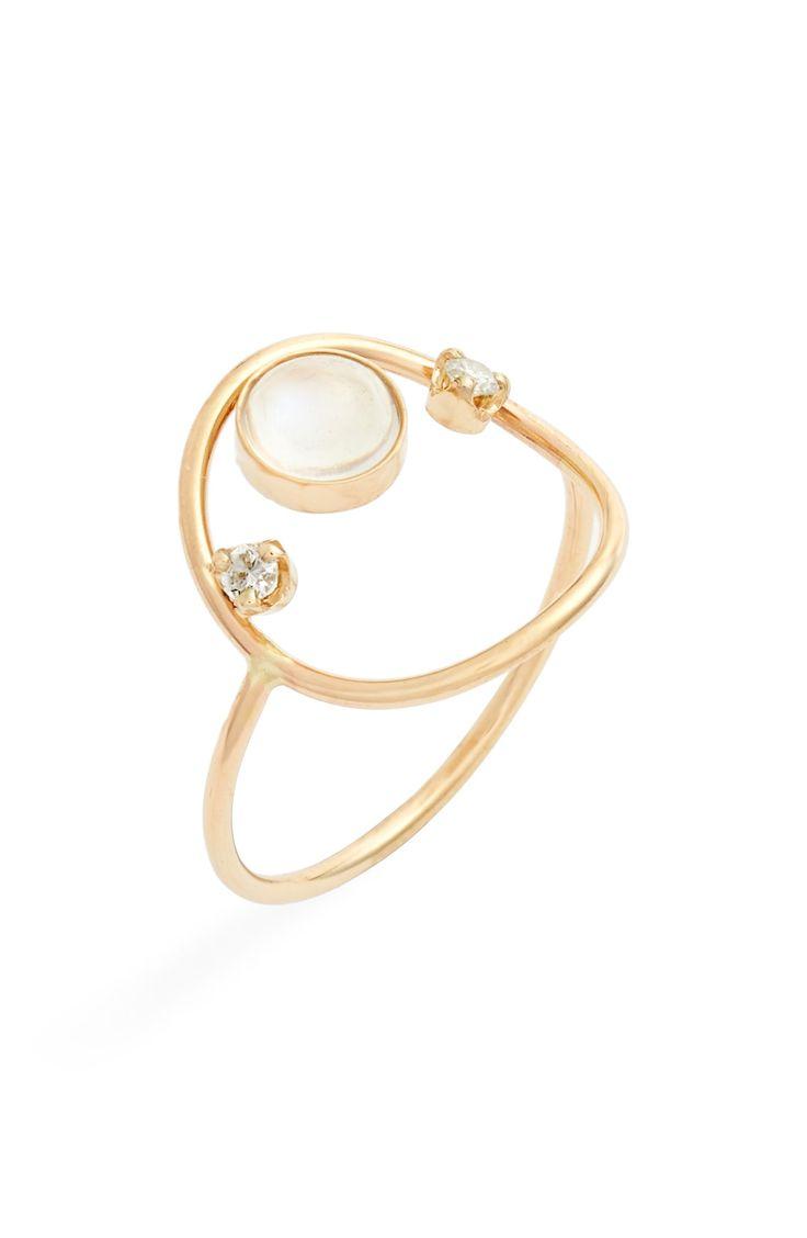 Mariage - Nordstrom #nsale Zoë Chicco Moonstone & Diamond Open Circle Ring 