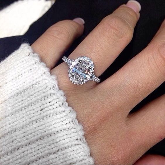 Wedding - Pin For Later: 31 Real-Girl Halo Engagement Rings That Are Giving Us Bling Envy #haloengagementring 