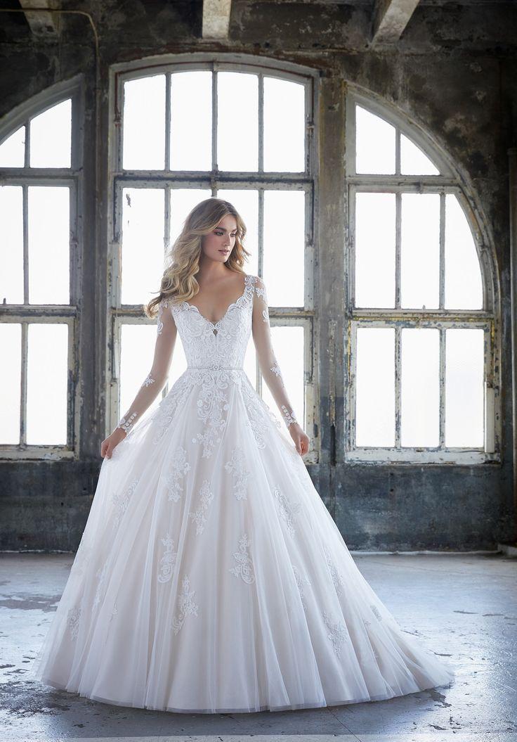 Mariage - Katherine Wedding Dress. Alençon Lace On Soft Tulle Ball Gown With Gored Insets. Removable Moonstone Beaded Net Belt Also Sold Separately As Style … 