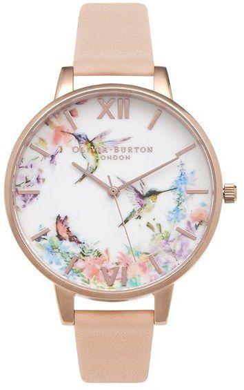 زفاف - Olivia Burton 'Painterly Prints' Leather Strap Watch, 38mm