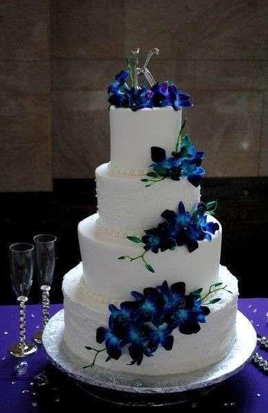 Wedding - Tartas De Boda Con Orquídeas: Fotos Ideas Originales - Tarta Boda Con Orquídeas Azul Oscuro 