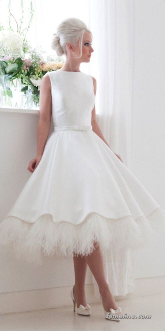 زفاف - 111 Elegant Tea Length Wedding Dresses Vintage (94)