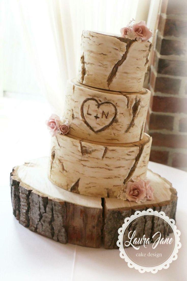 زفاف - Tree Trunk Rustic Wedding Cake #DIYRusticWeddingprojects 