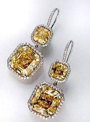 Wedding - Harry Winston Canary Yellow Diamond Drop Earrings! 
