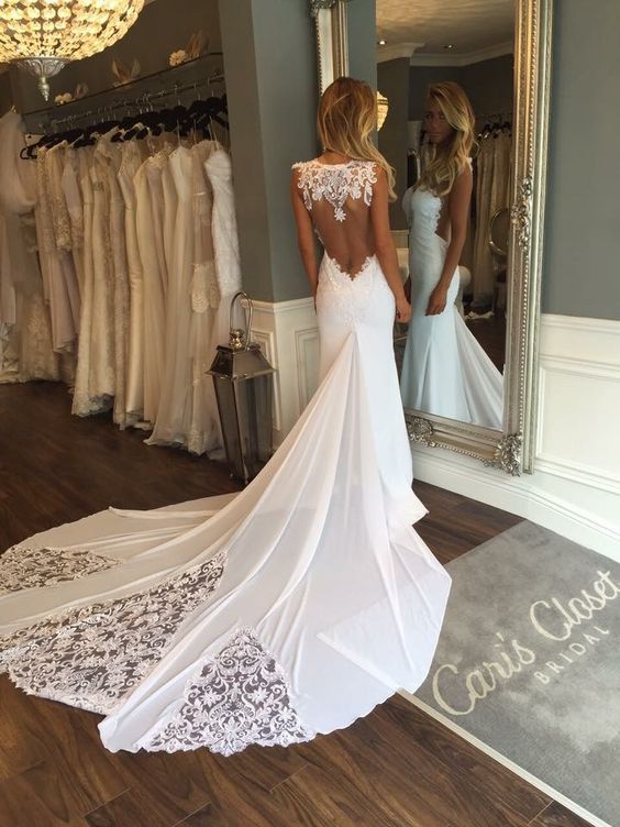 زفاف - New Arrival Wedding Dress,Sweep Train Lace Wedding Dress With Backless Lace Wedding Gowns From Hiprom